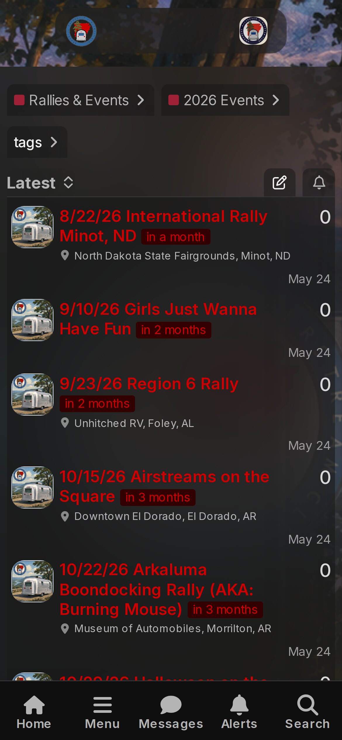 The club website on a phone, with app-style bottom navigation